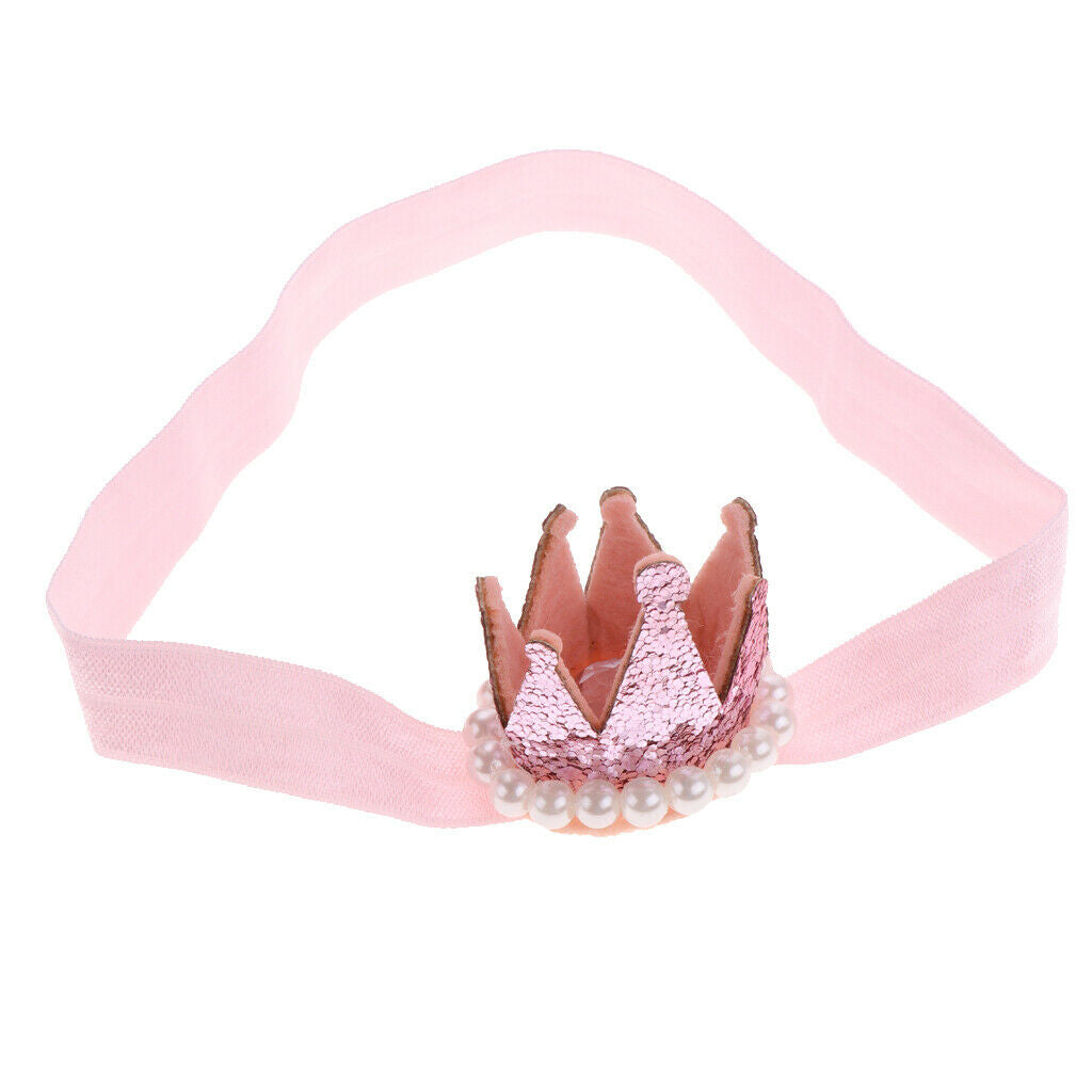 Baby Girl Beaded  Headband Tiaras For Birthday Party Decor - Light Pink, as