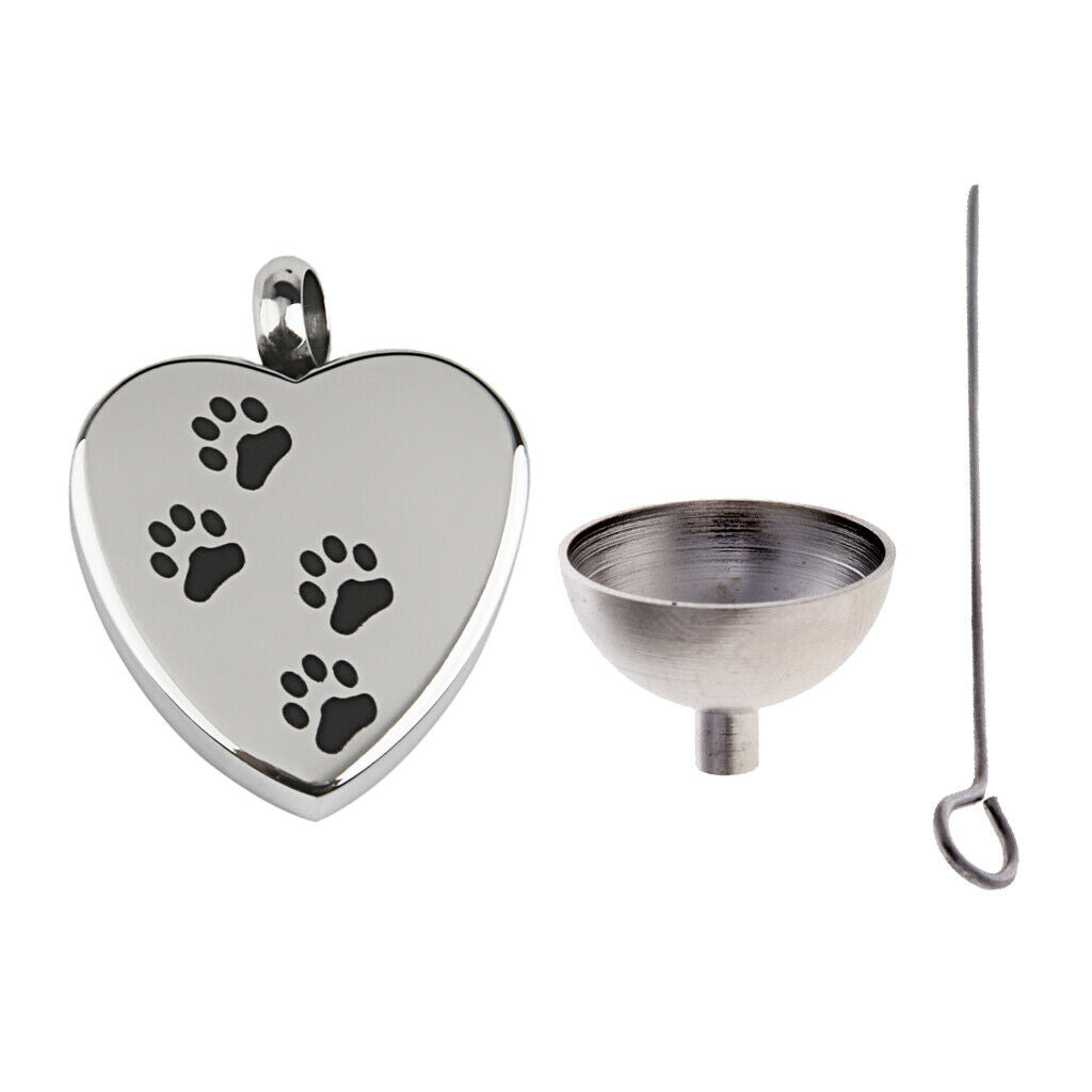 Keepsake Memorial Urn Ash Pet Dog Paw Heart Pendant Locket Funnel