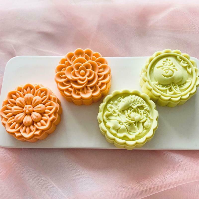 4PCS StampS Moon Cake Maker 125g Moon Cake Mould Thickness Adjustable DIY