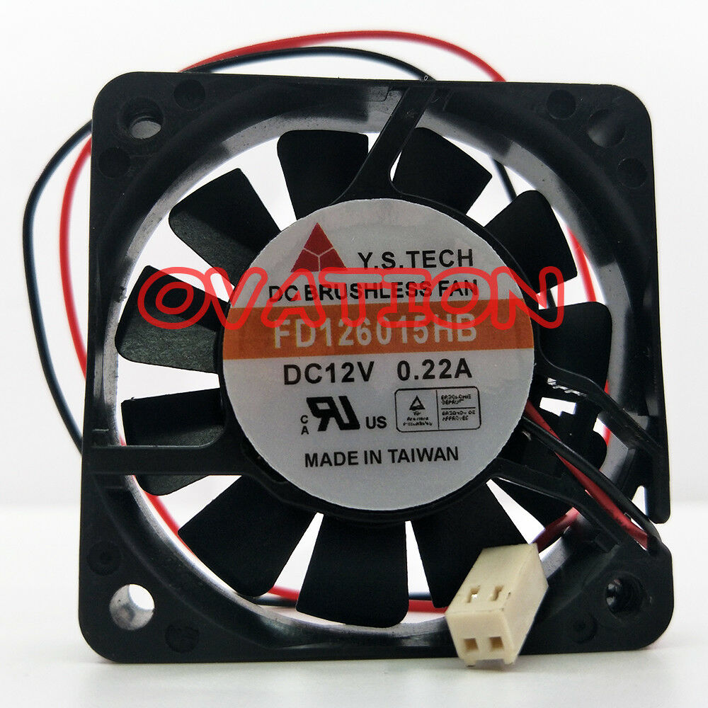 1pc Y.S.TECH FD126015HB  DC12V 0.22A Cooling fan 2 pin 60*60*15mm