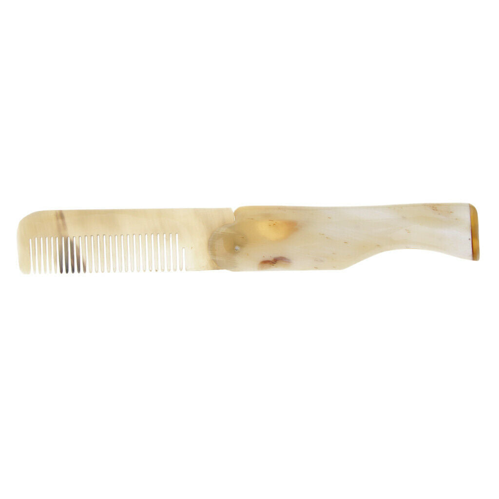 Personal Hair Comb Fine Tooth Ox Horn Foldable Hairbrush Pocket Massage Combs