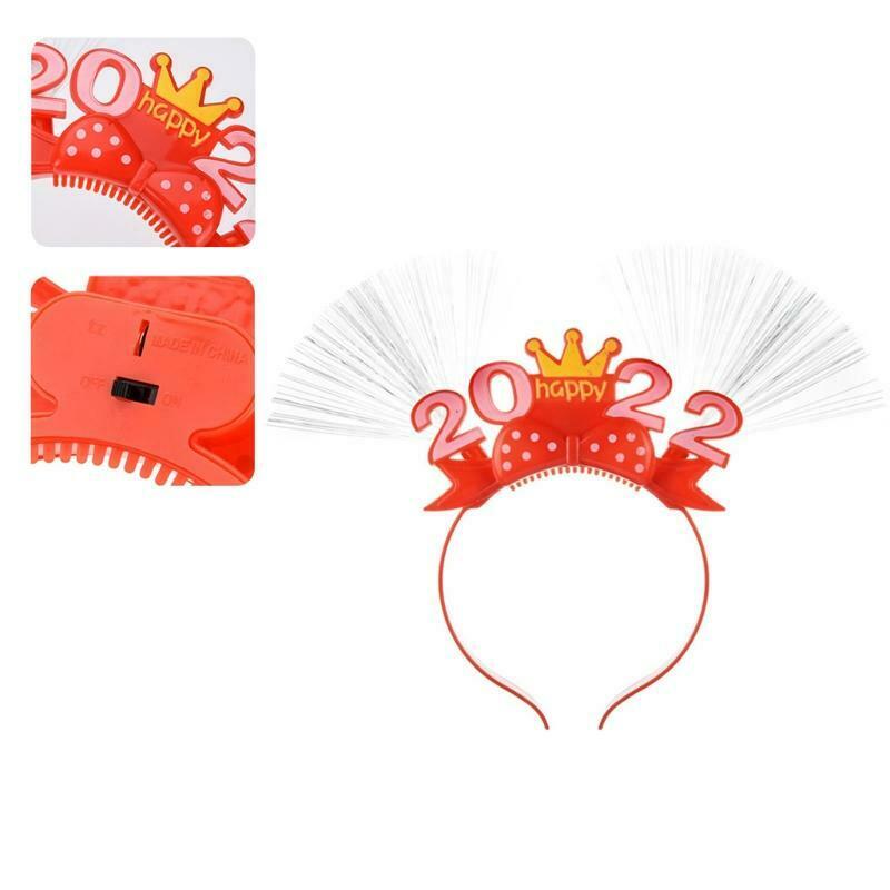 Mix Colors 2022 New Year Headband Light Up Hair Hoop Elastic Photo Prop Headwea