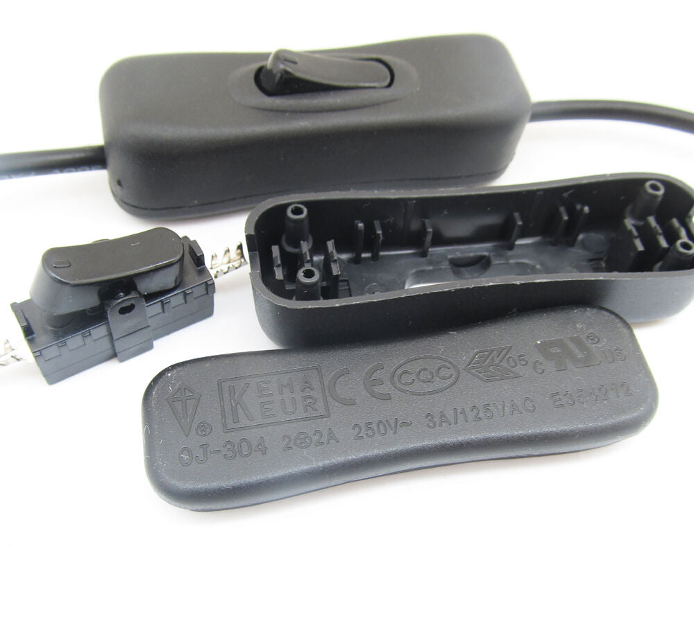 4pcs 1A 125V / 2A 250V Black Plastic ON/OFF Buttom In-Line Cord Wire Switch