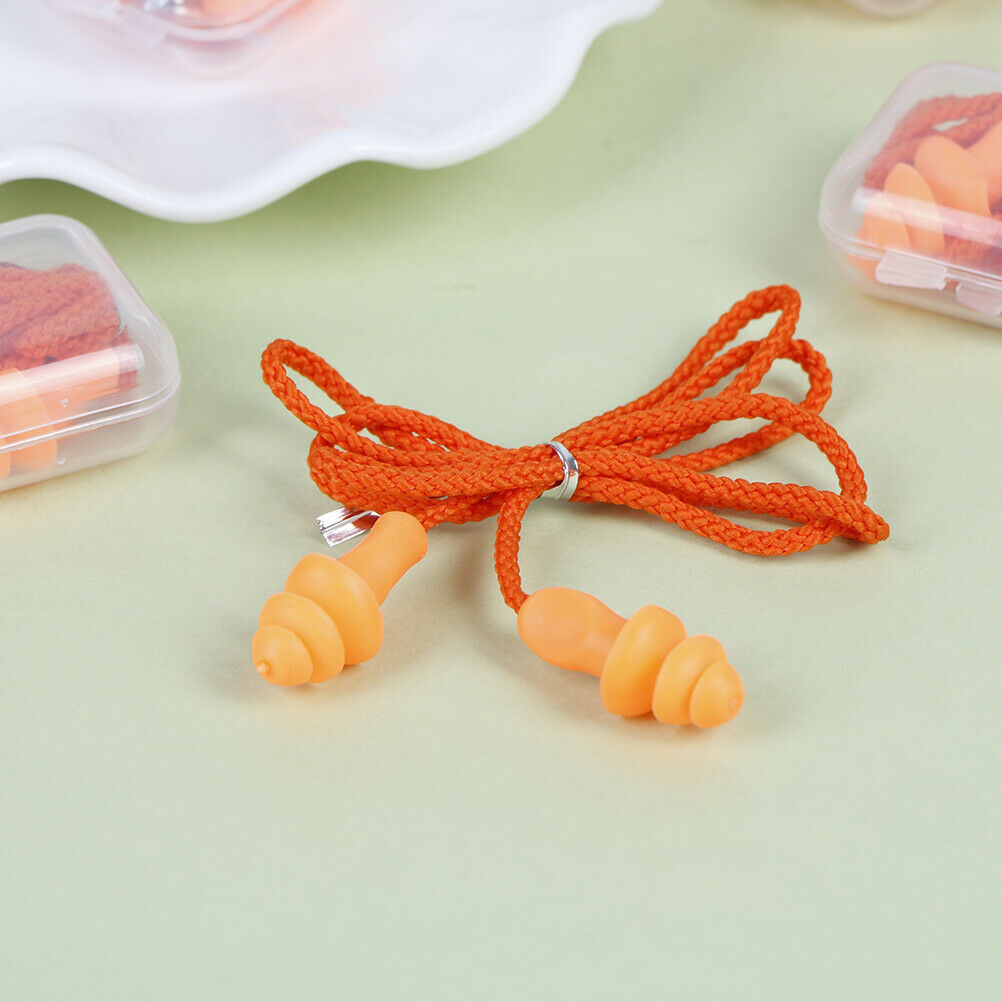 1Pc Soft silicone ear plug reusable hearing protection earplug with cord.l8