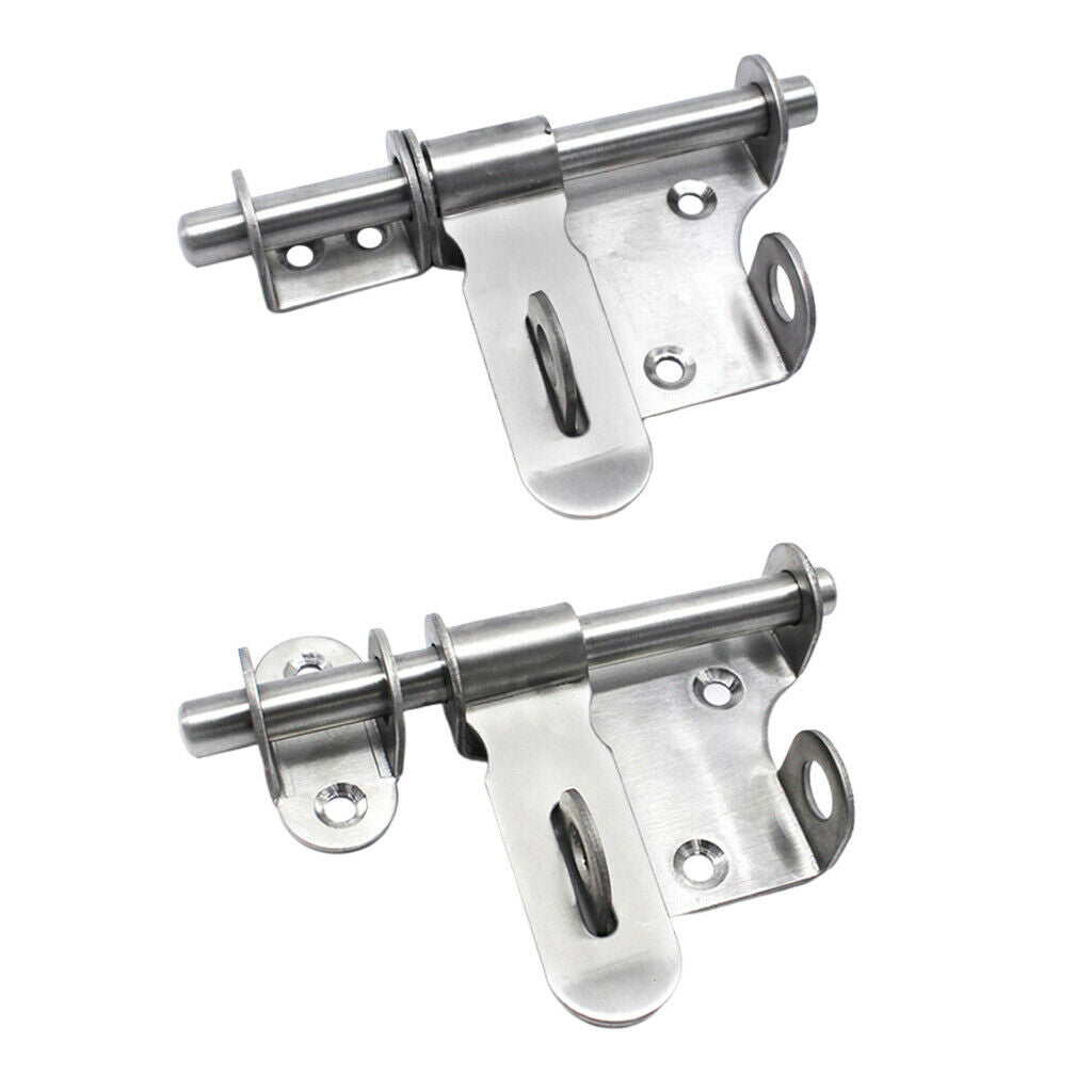 2x Stainless Steel Gate Screw Locking Safety Door Sliding Lock Sliding Surface
