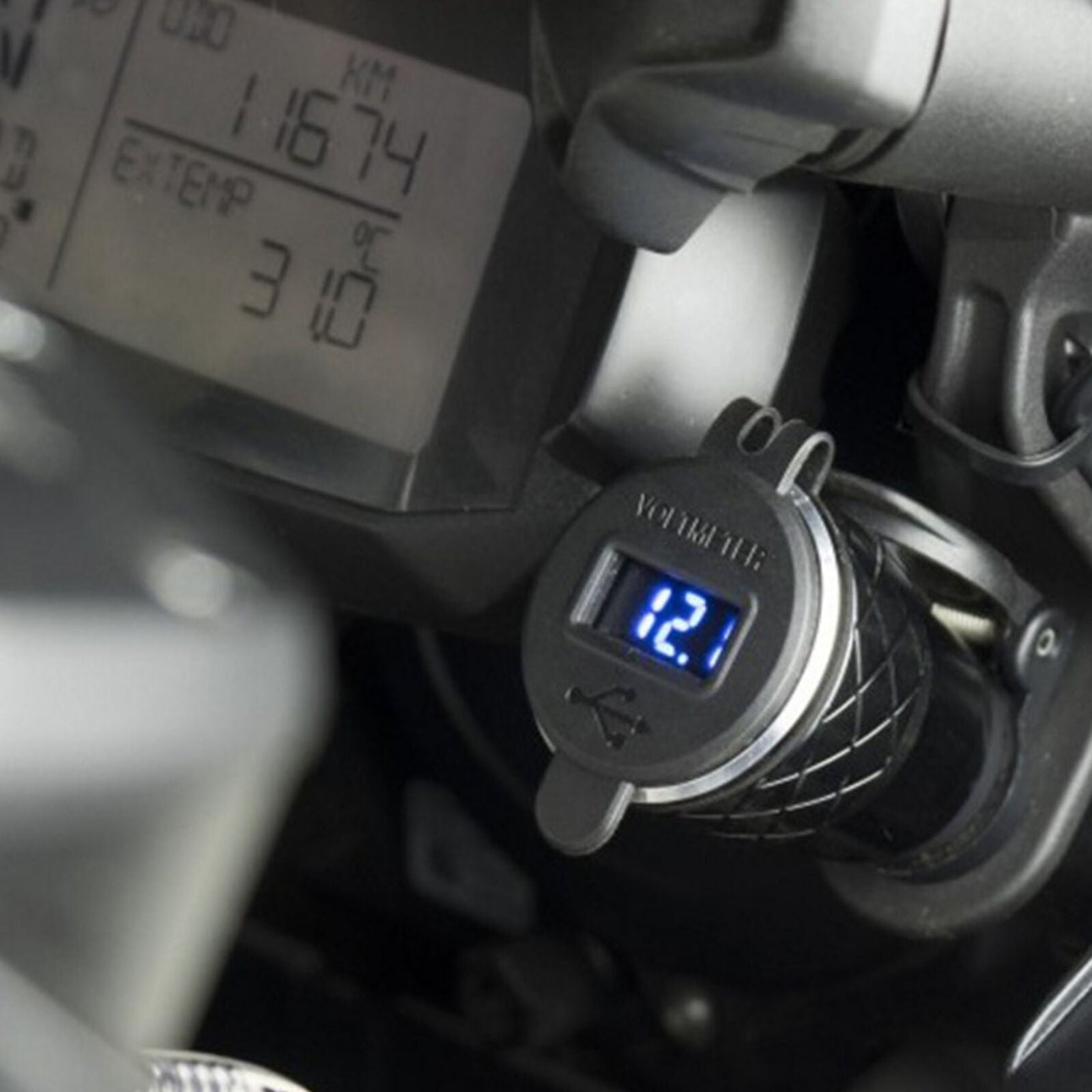 Voltmeter 2 USB Phone Charger Power Socket for Motorcycle Hella Plug Waterproof