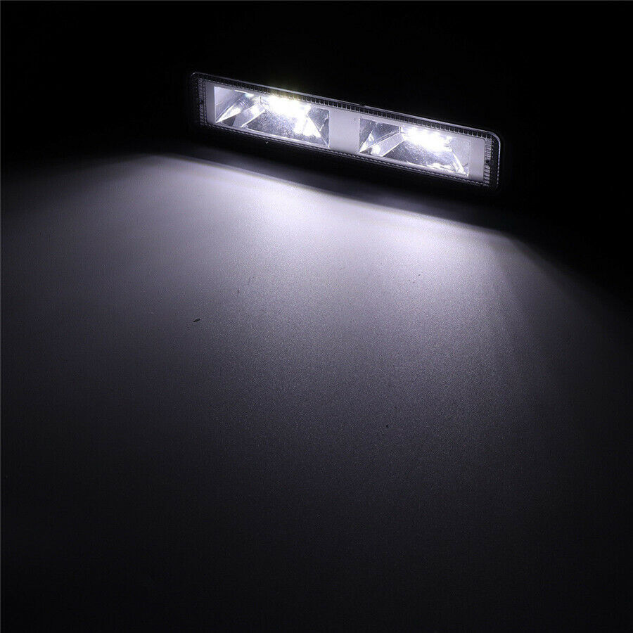 White & Amber 6 Inch LED Work Light Bar Flood Beam OffRoad Driving Fog Lamp 2Pcs