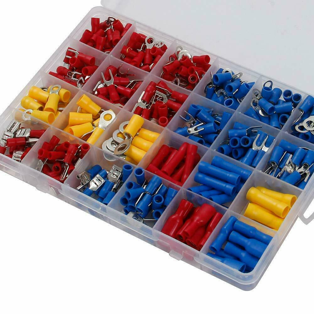 373PCS 24value Insulated Electrical Wire Terminals Crimp Connector Ring Fork Set