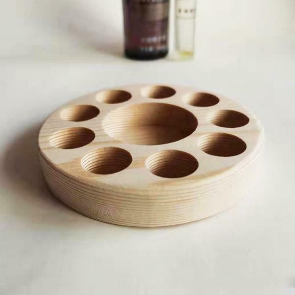 Natural Wood Storage Rack Holder Display Makeup Holds up to 10 Bottles
