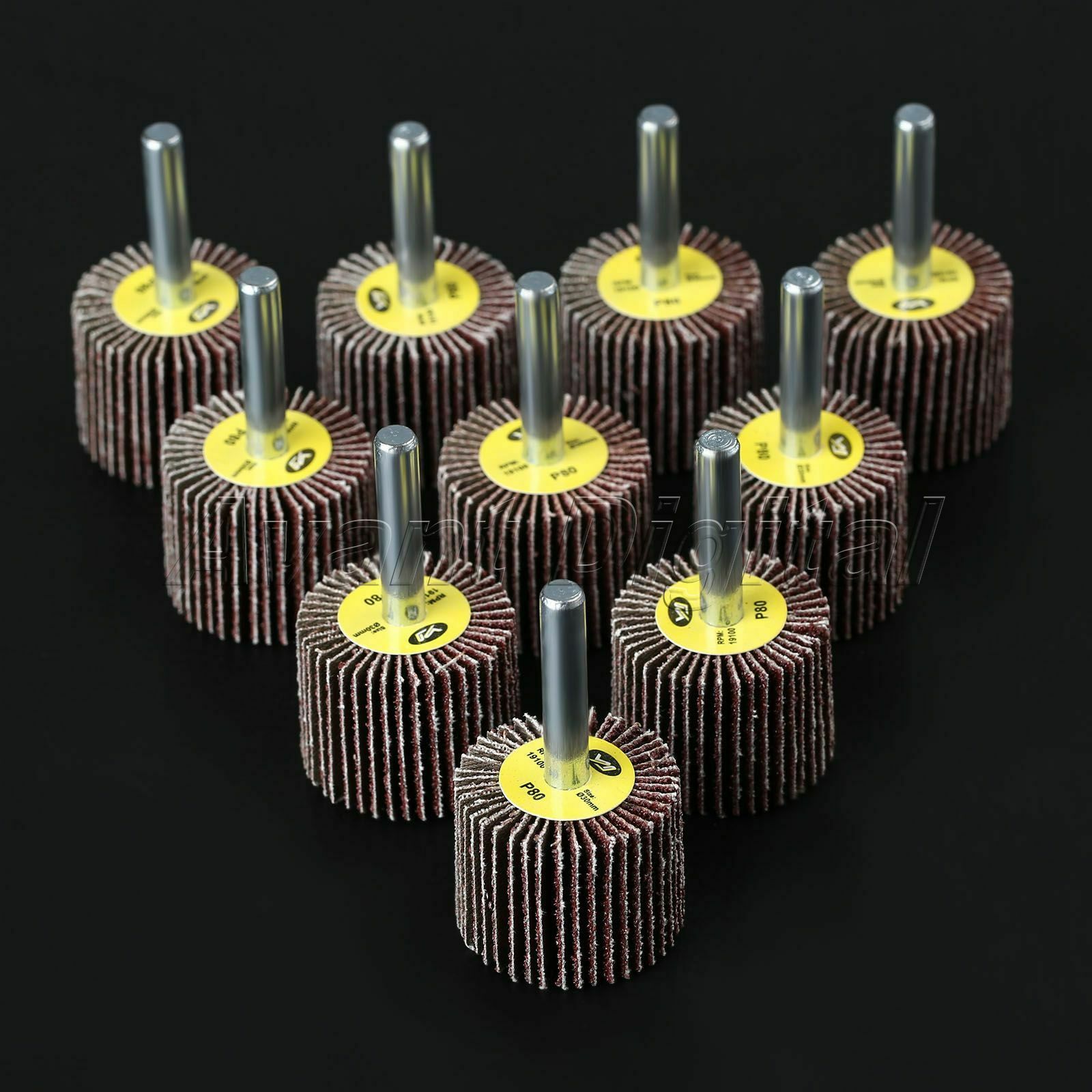 10Pcs 80 Grit Sanding Flap Wheel Disc Polishing Woodworking Grinder Rotary Tool