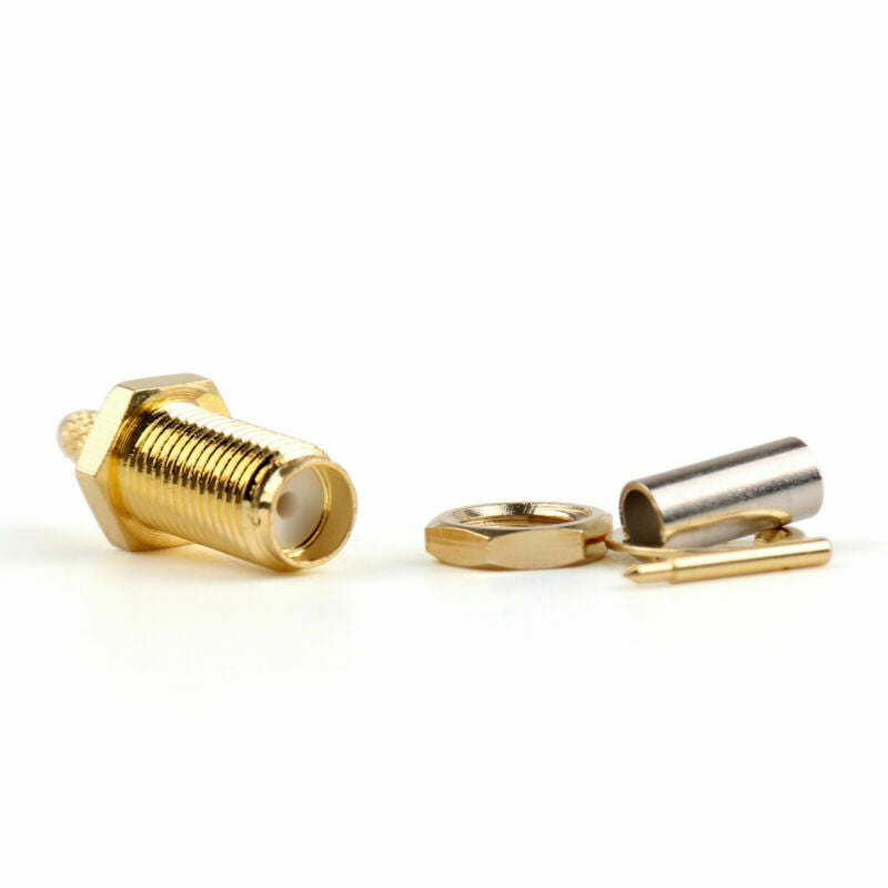 10X Connector RP-SMA Female Jack Bulkhead Crimp RG174 RG316 LMR100 Cable AT2