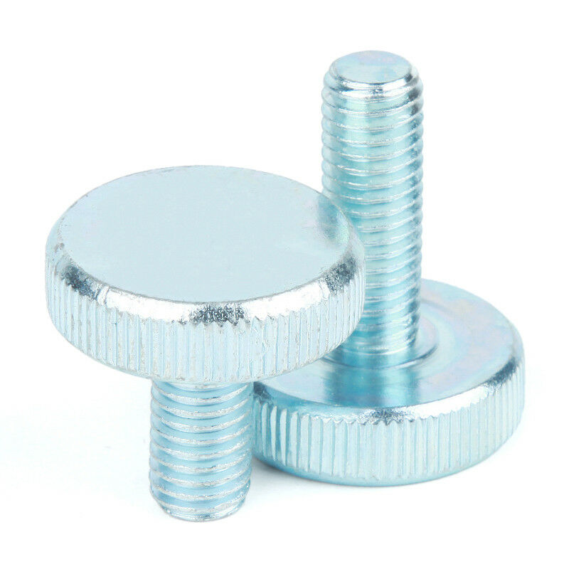 6Pcs M6* 8-25mm Knurled Thumb Flat Screws Hand Grip Knob Bolts Set Zinc Plated