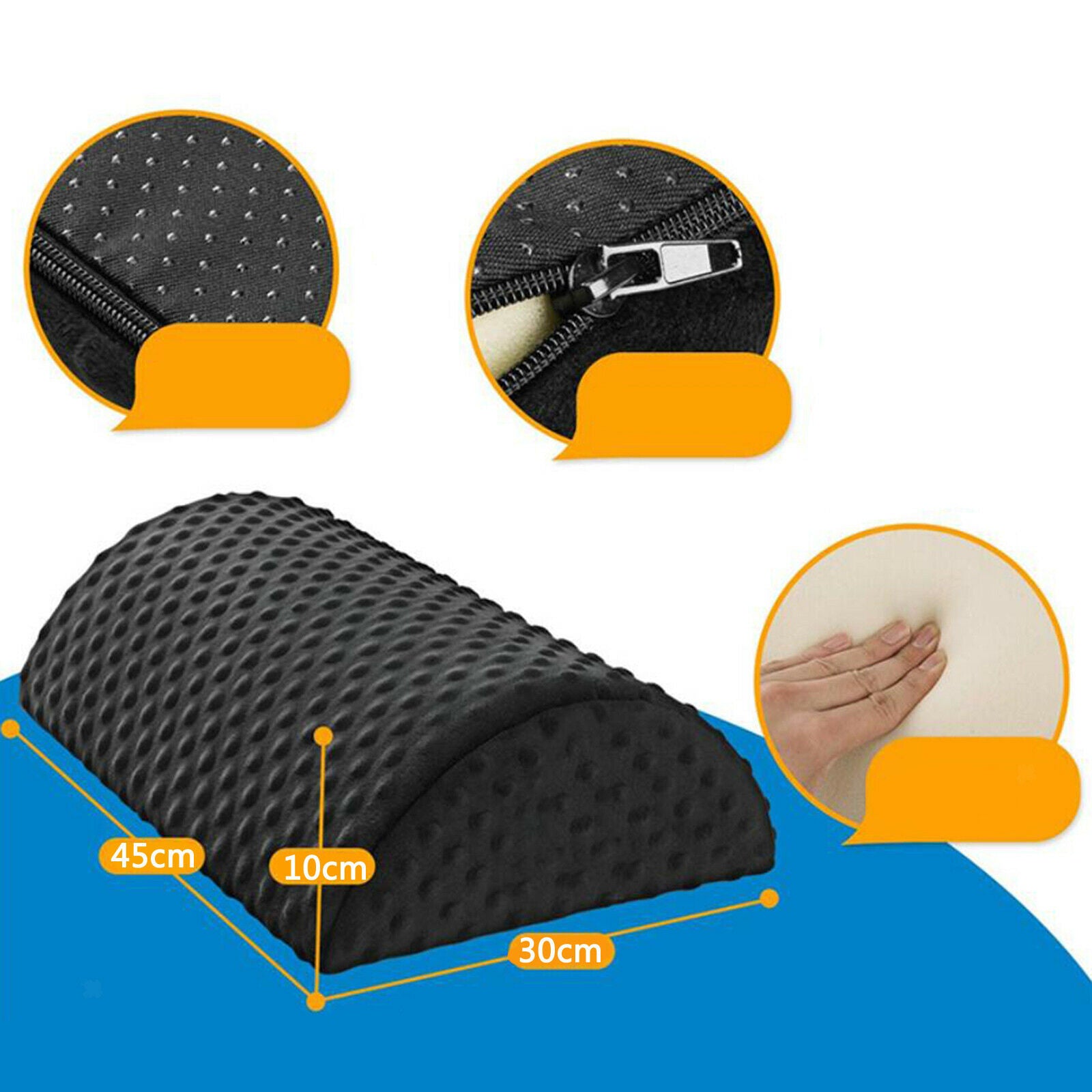 Ergonomic Foot Rest Under Desk Comfort Pillow Office Footrest Washable Black