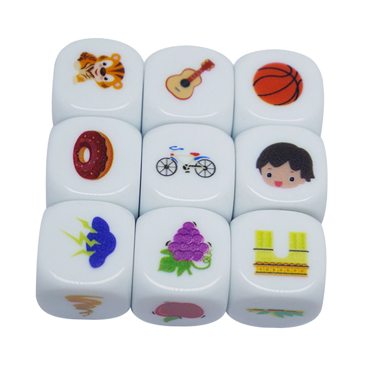 9x Acrylic Story Cubes Activity Game Educational Toys Educational Playset