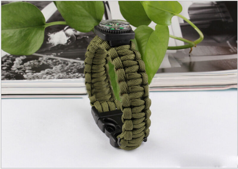 3 in1 Survival Paracord Rope Bracelet Compass Buckle Whistle Kits Useful  md Tt