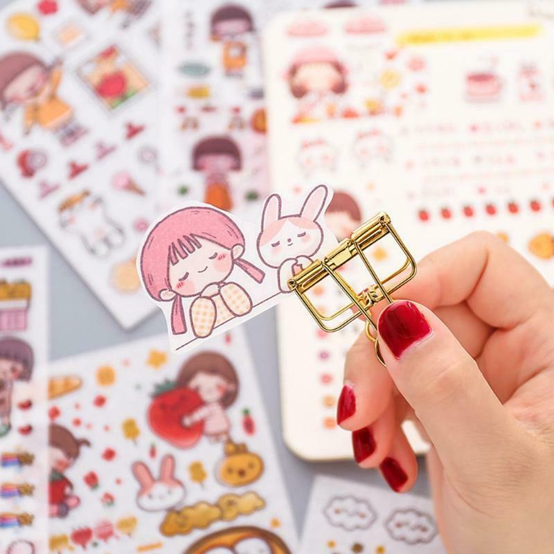 Mini Cartoon Cute Girls Paper Letter Stickers Pack of 4 Sheets Peel-Off Stickers