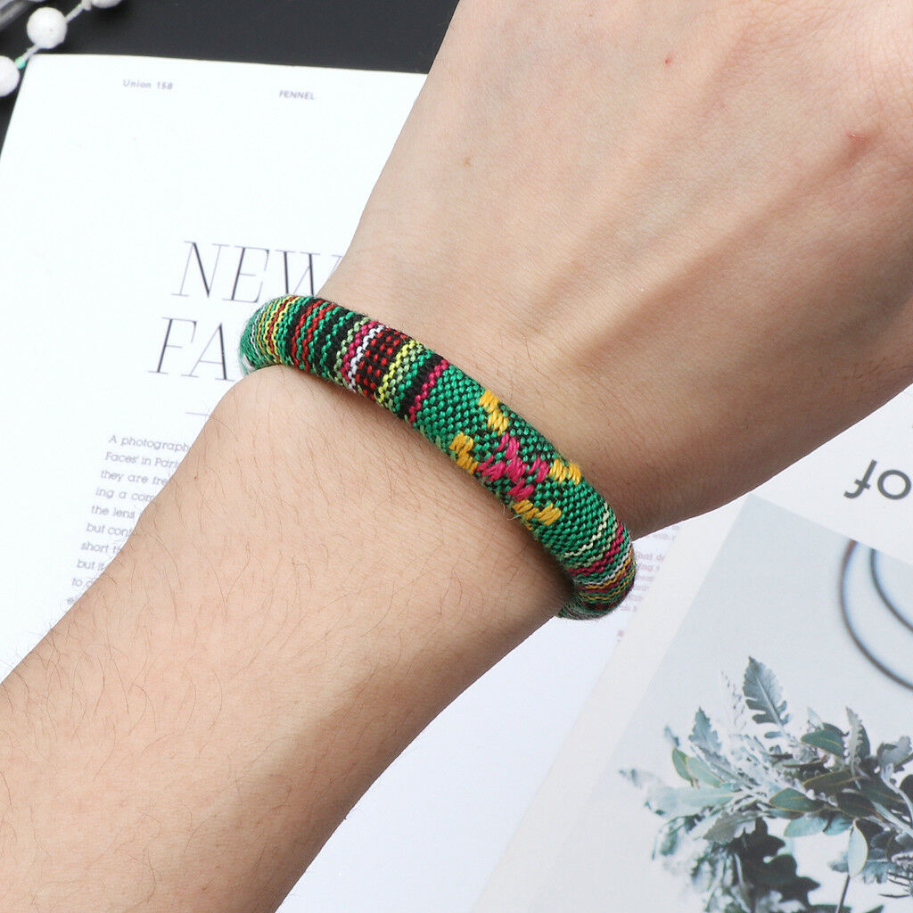 3Pcs Friendship Ethnic Tribal Cotton Boho Linen Bracelet Braid Hemp Rope Jewelry