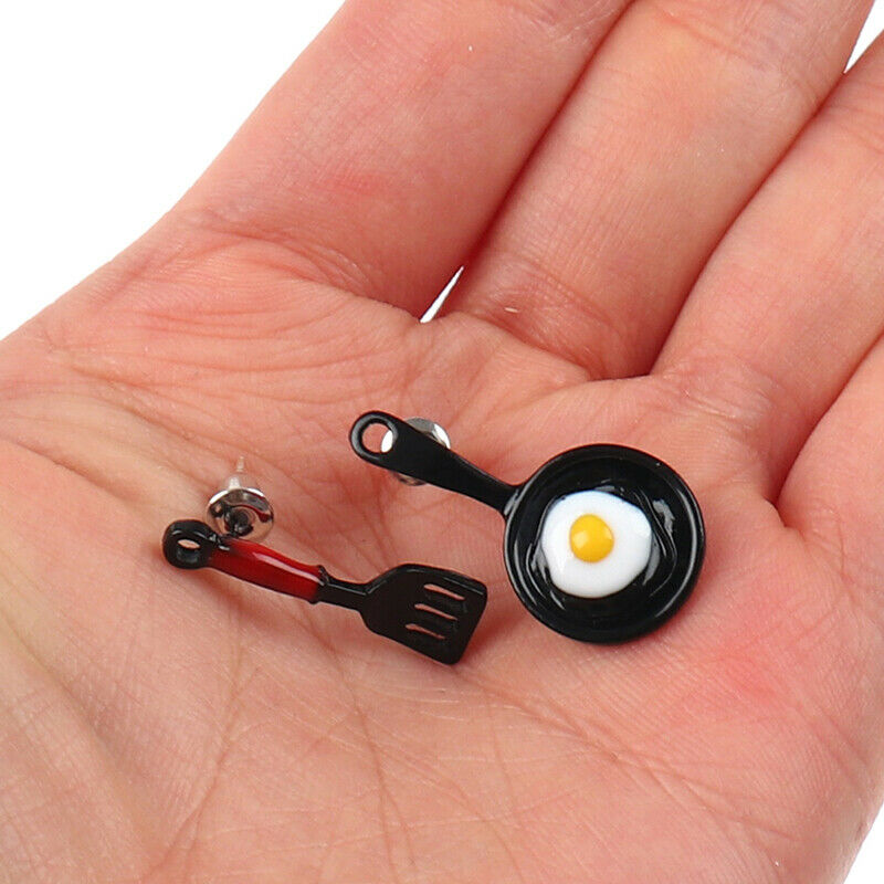 1 Pair Fashion Dissymmetry Small Shovel Fried Egg Earrings Cute EarringsS TH