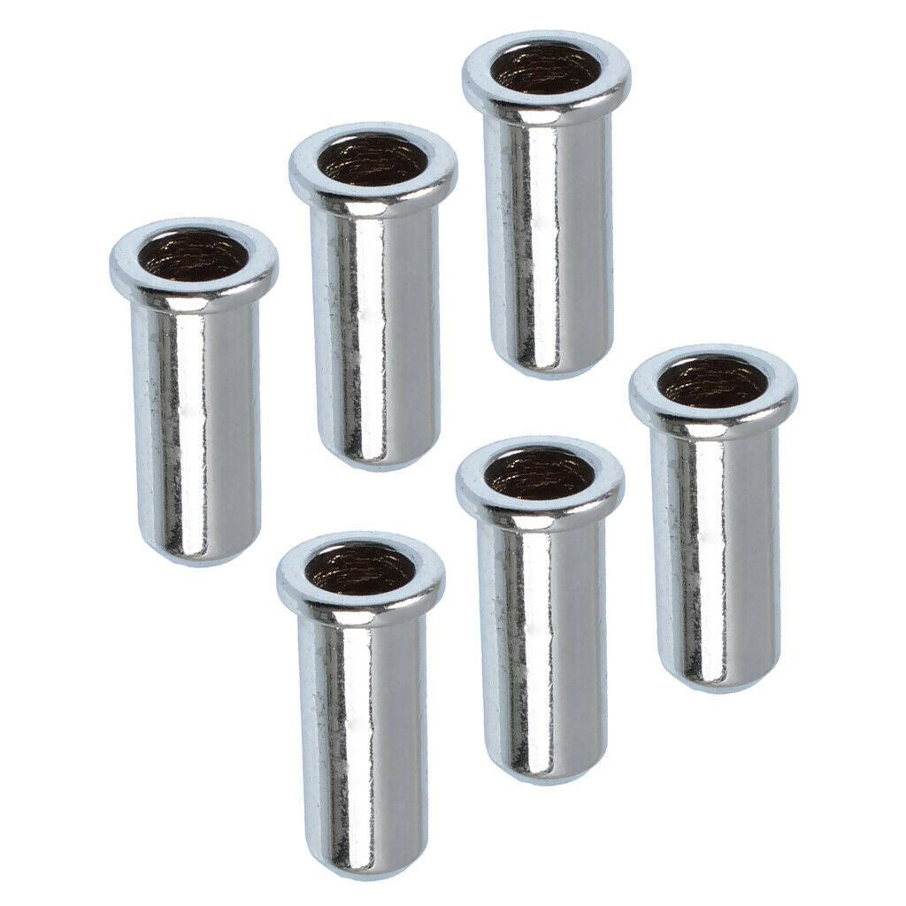 6 Pieces Bass String Mounting Ferrules for Electric Bass Parts Chrome