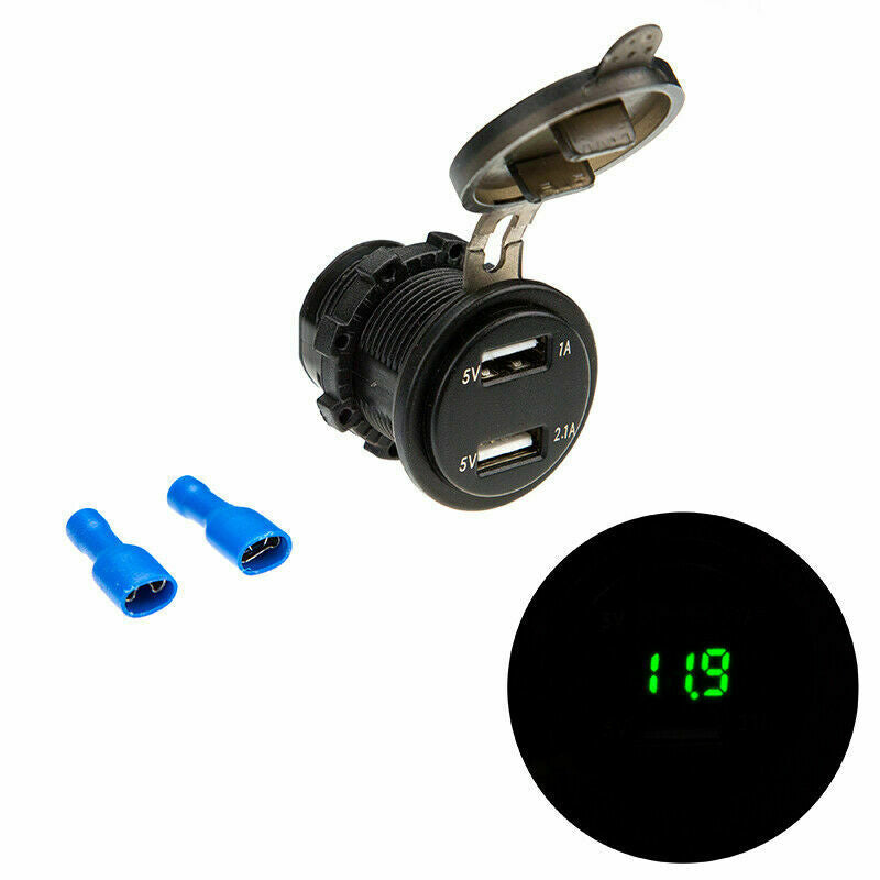 Green Light Motorcycle USB Charger Power Adapter Universal  Fit For Suzuki BMW