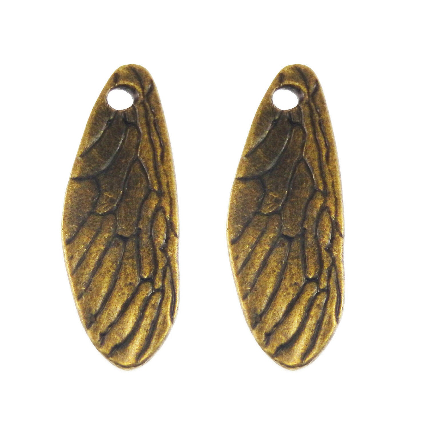 5pcs Retro Bronze Insect Wing Charm Bracelet Alloy Pendant Jewelry Craft 41x14mm