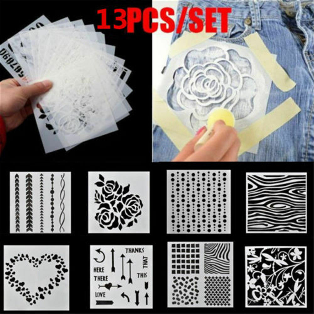 Lots 13pcs Embossing Template Scrapbooking Walls Painting Layering Stencils DIY