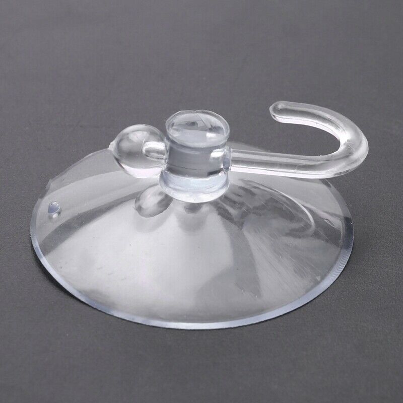 20 X Suction Cups Clear Plastic Cups with Metal Hooks Window Decoration CabineK9