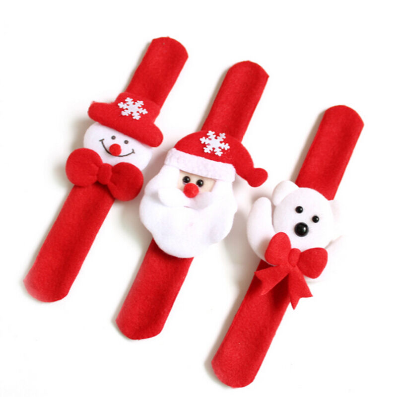1pc New Christmas Santa Claus Snowman Dog Bear Plush Slap Bracelet Gif.l8