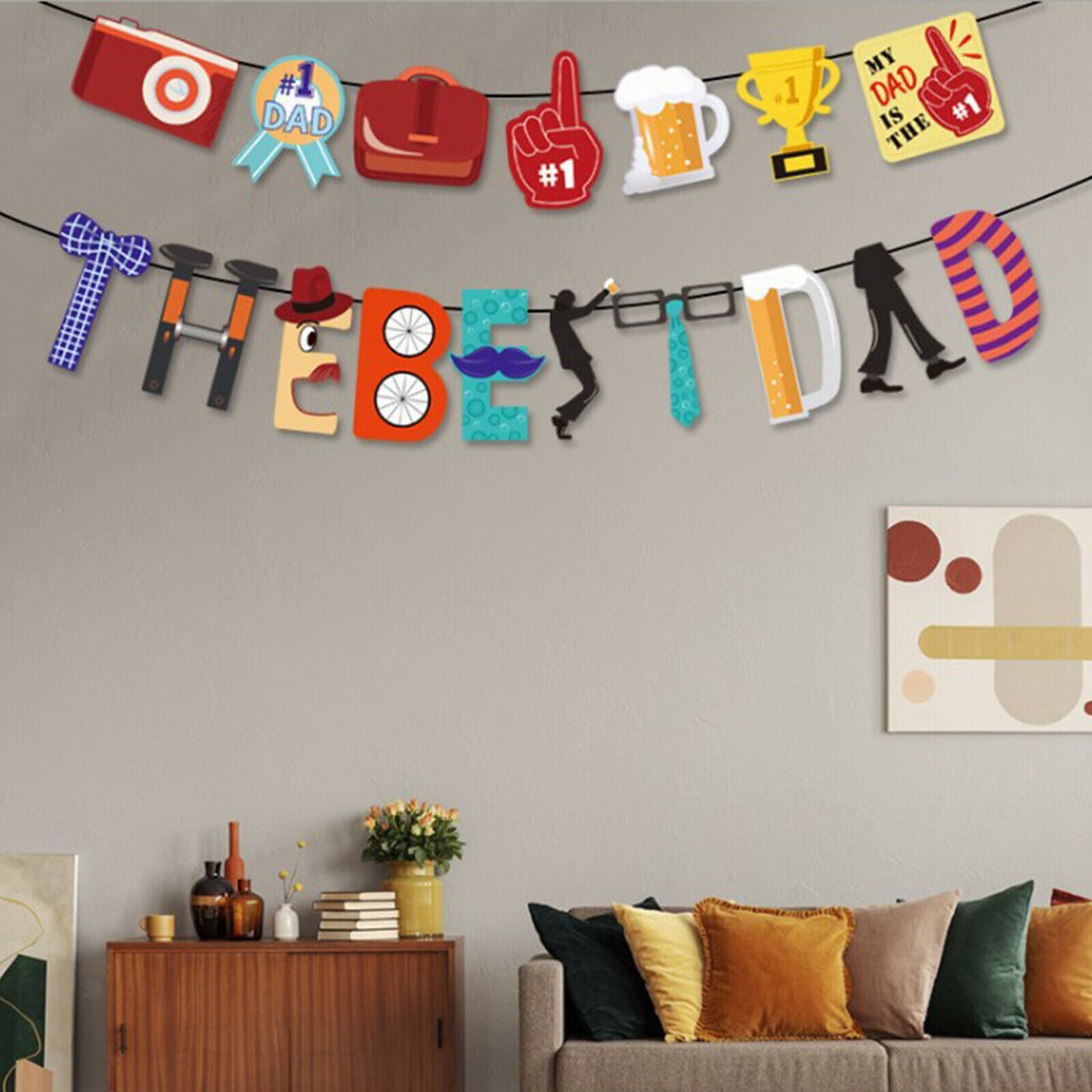 Happy Father's Day Banner Bunting Garland Retirement Events Party Decor Flag