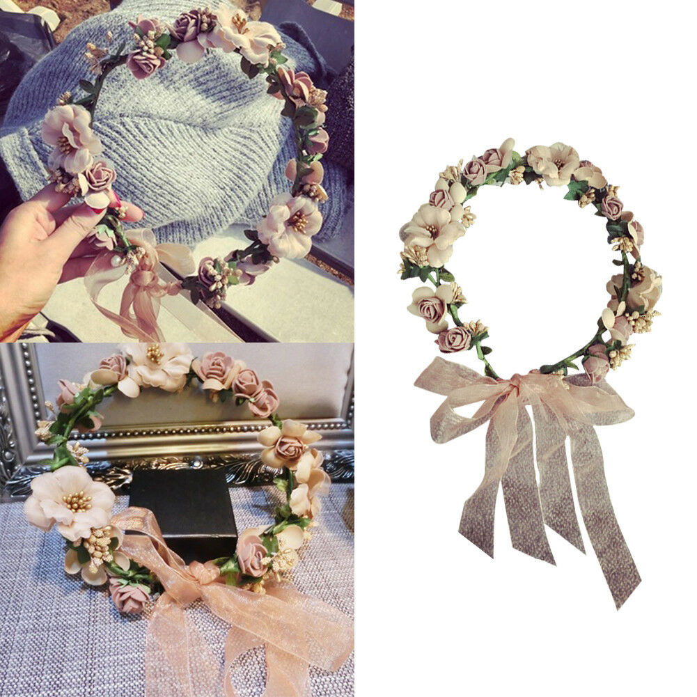Women Bride Wedding Flower Hairband Headband Boho Floral Crown Garland Beach HN