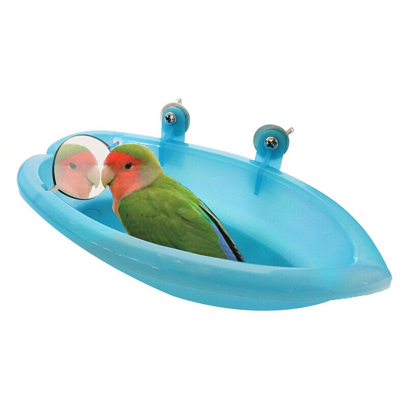 Parrot Bathtub With Mirror Pet Cage Accessories Bird Mirror Bath Shower B.l8