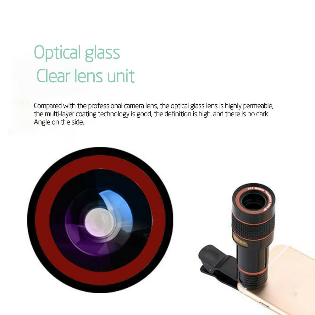 Lente de cámara con telescopio HD zoom óptico 12x clip para teléfono univers FBD