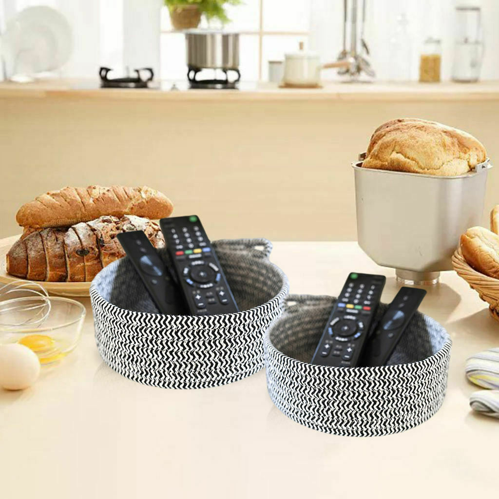 2 Pieces Round Small Woven Baskets Set for Vegetable Bathroom Color Mixing