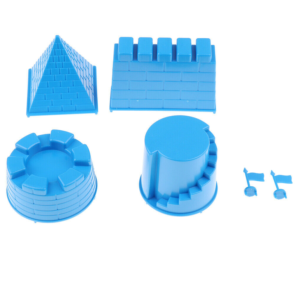 MagiDeal 6x Blue Castle Sand Clay Mold Kit Children Beach Pool Park Sand
