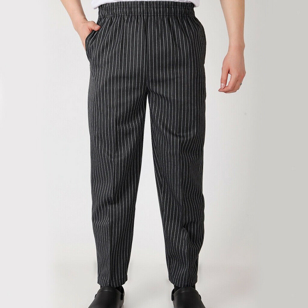 3X Elastic Restaurant Cafe Chef Waiter Pants Trousers Uniform Accs Zebra M