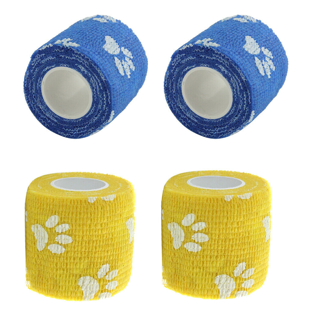 4 Rolls Vet Wrap Bulk, Bandage Wrap Vet Tape - 450cm Long and 5cm Wide -