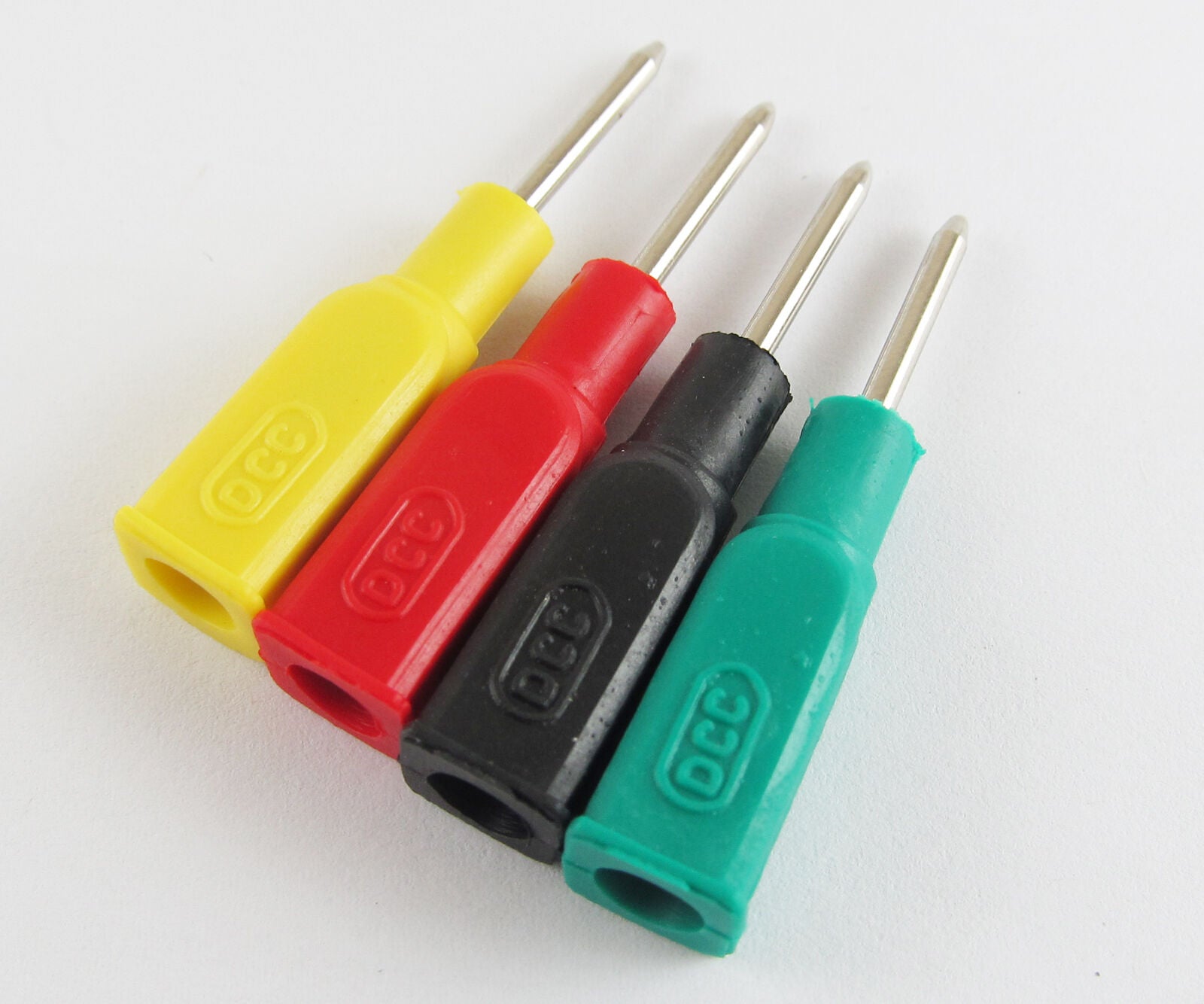 1set 4 Colors DCC Copper 4mm Banana Female Jack to 2mm Pin Tip Head Test Probes
