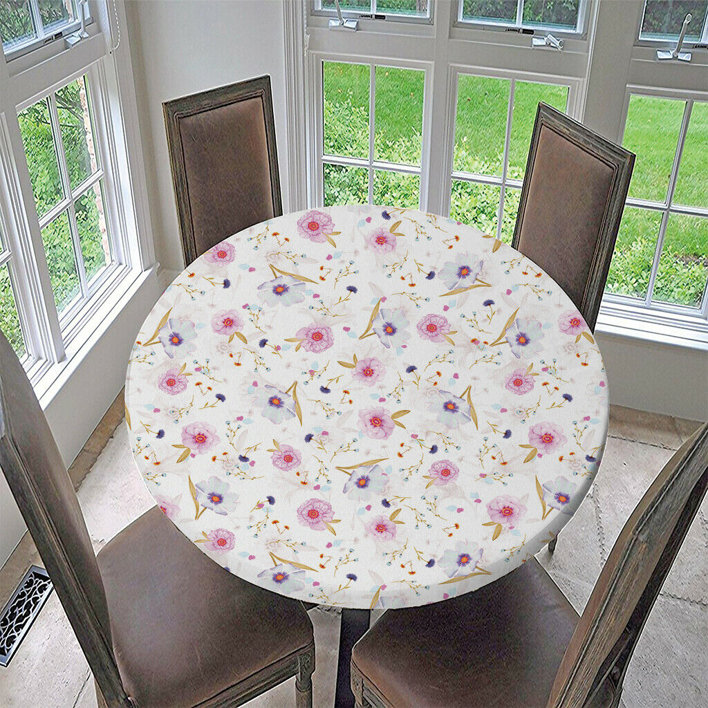 2x Non-Slip Vinyl Tablecloth Round Table Cover Cloth Home Decor 48'' 60''
