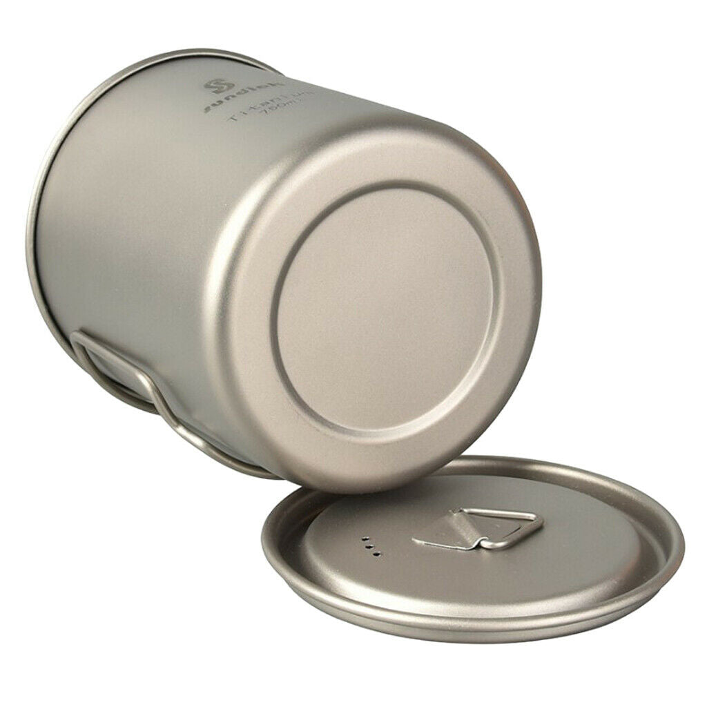 Titanium 750ml Pot, Ultralight Titanium Pot with Lid and Foldable Handle for
