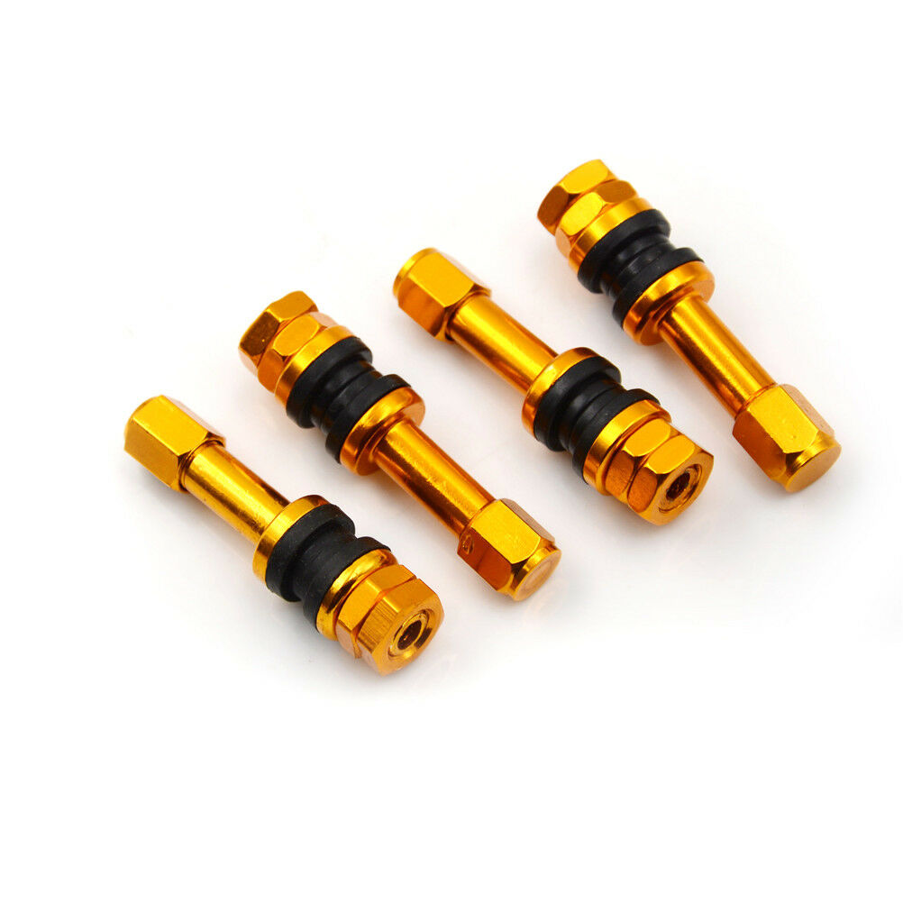 4pcs TR48E Bolt-in Auto Car Tubeless Wheel Tire Valve Stems Dust Caps Gol.l8