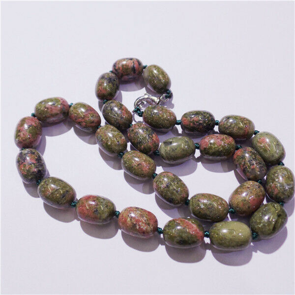 1 Strand 14x10mm Natural Unakite Jasper Barrel Beads Handmade Necklace HH9234