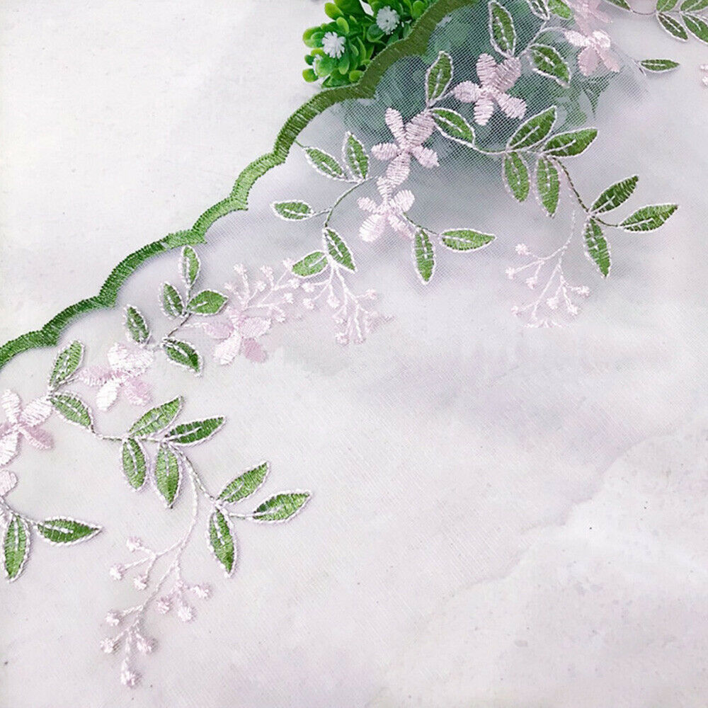 2 Yards Flower Lace Edge Trim Ribbon Embroidered Wedding Dress DIY Sewing Decor