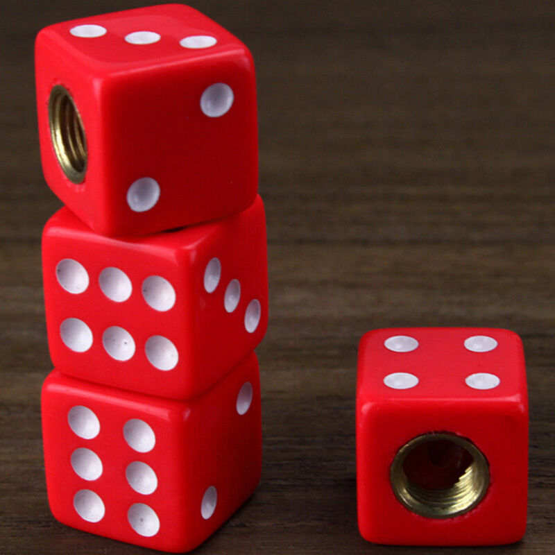 Design Red Dice Tire air Valve Stem Caps for Car Truck Bike ATV Wheel Rim.l8