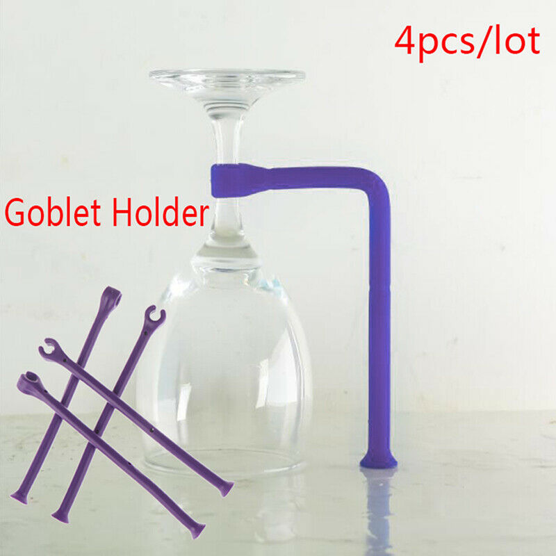 4Pcs Silicone Goblet Holder Dishwasher Bracket Wine Glass Rack Bar Kitche.l8