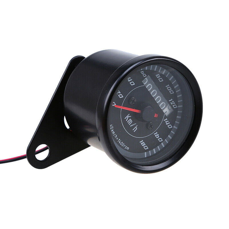 Circle Motorcycle LED Backlight Odometer Speedometer Gauge Stainless Steel Black