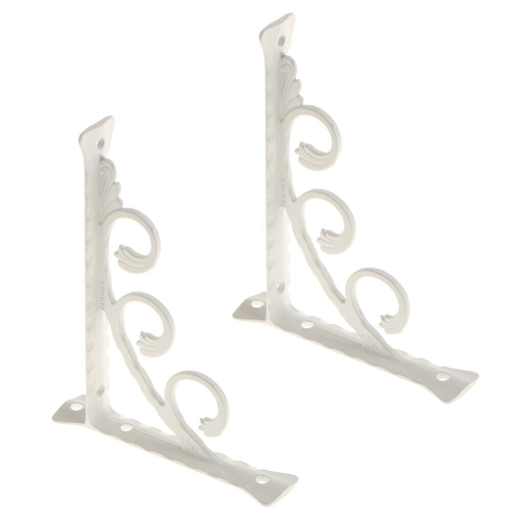 2Pcs European Wall Mounted Metal L Shaped Shelf Bracket Support Holder White UK