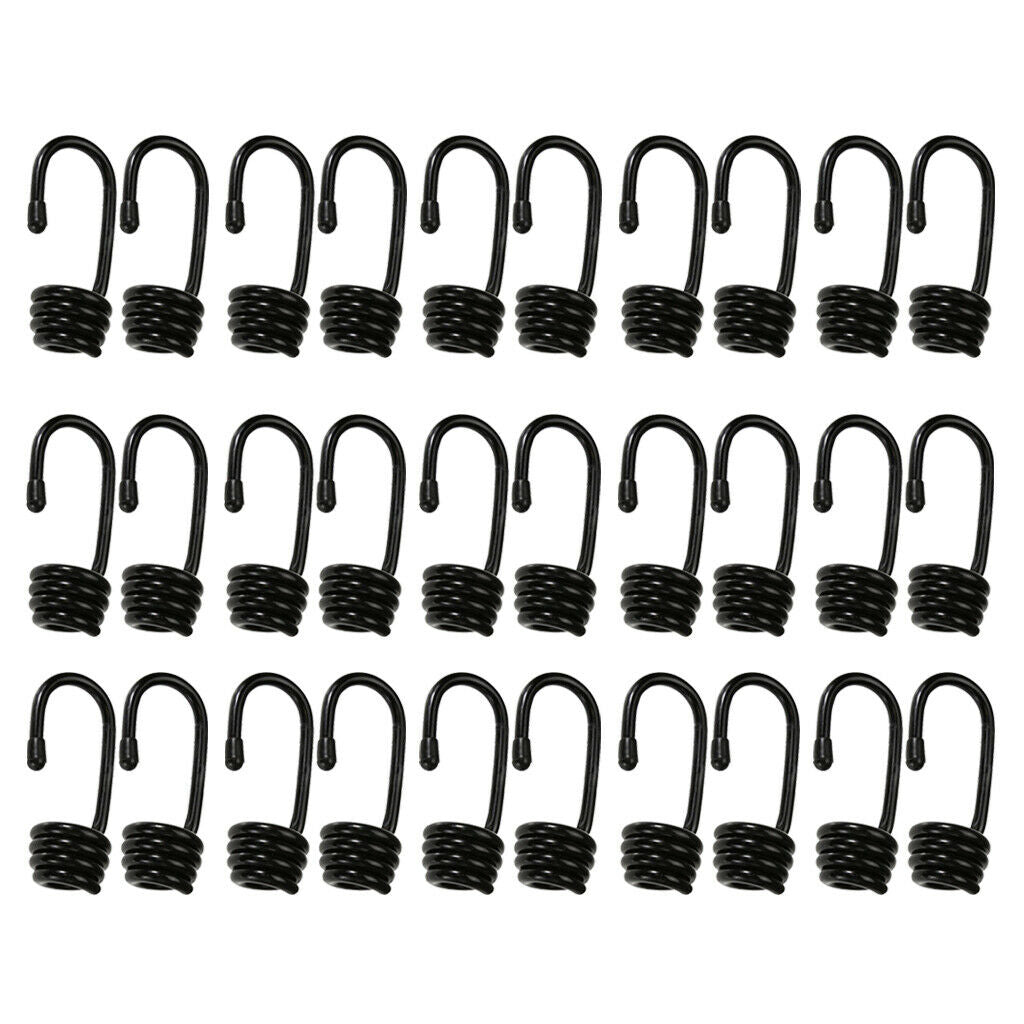 30x Heavy Duty Metal Bungee Shock Cord Hook Spiral for 10mm Luggage Straps