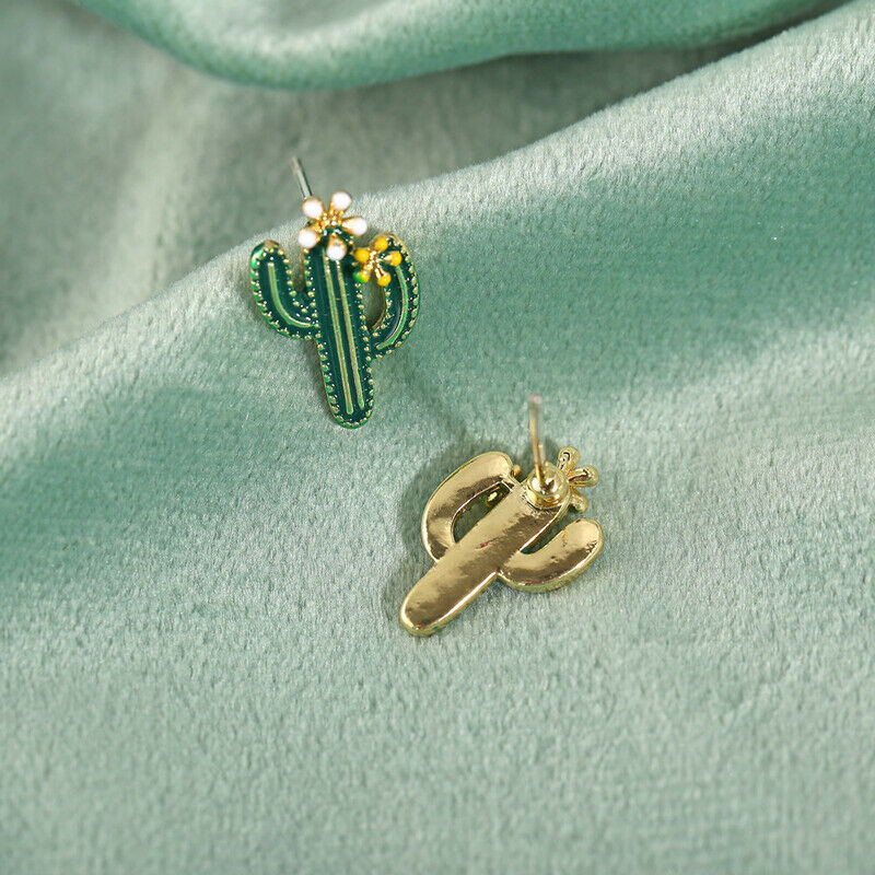 Fashion Green Cactus Earrings Plant Stud Ear Women Jewelry Summer Girl GiftB Ad
