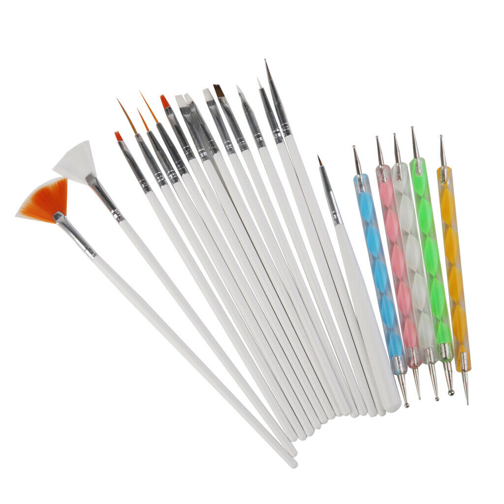 MagiDeal Nail Art Painting Brush Nail Dotting Drawing Polish Pen Set 20pcs