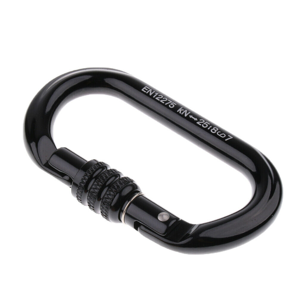 2pcs Climbing Carabiner Buckle Outdoor Screw Locking Carabiner 11.2cm Black